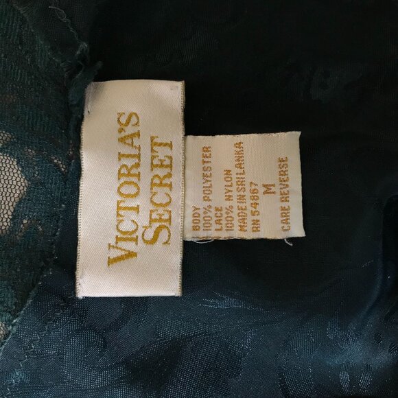 VICTORIA'S SECRET - WOMEN'S MEDIUM - DEEP GREEN LACE TEDDY LINGERIE GOLD LABEL - Picture 7 of 7